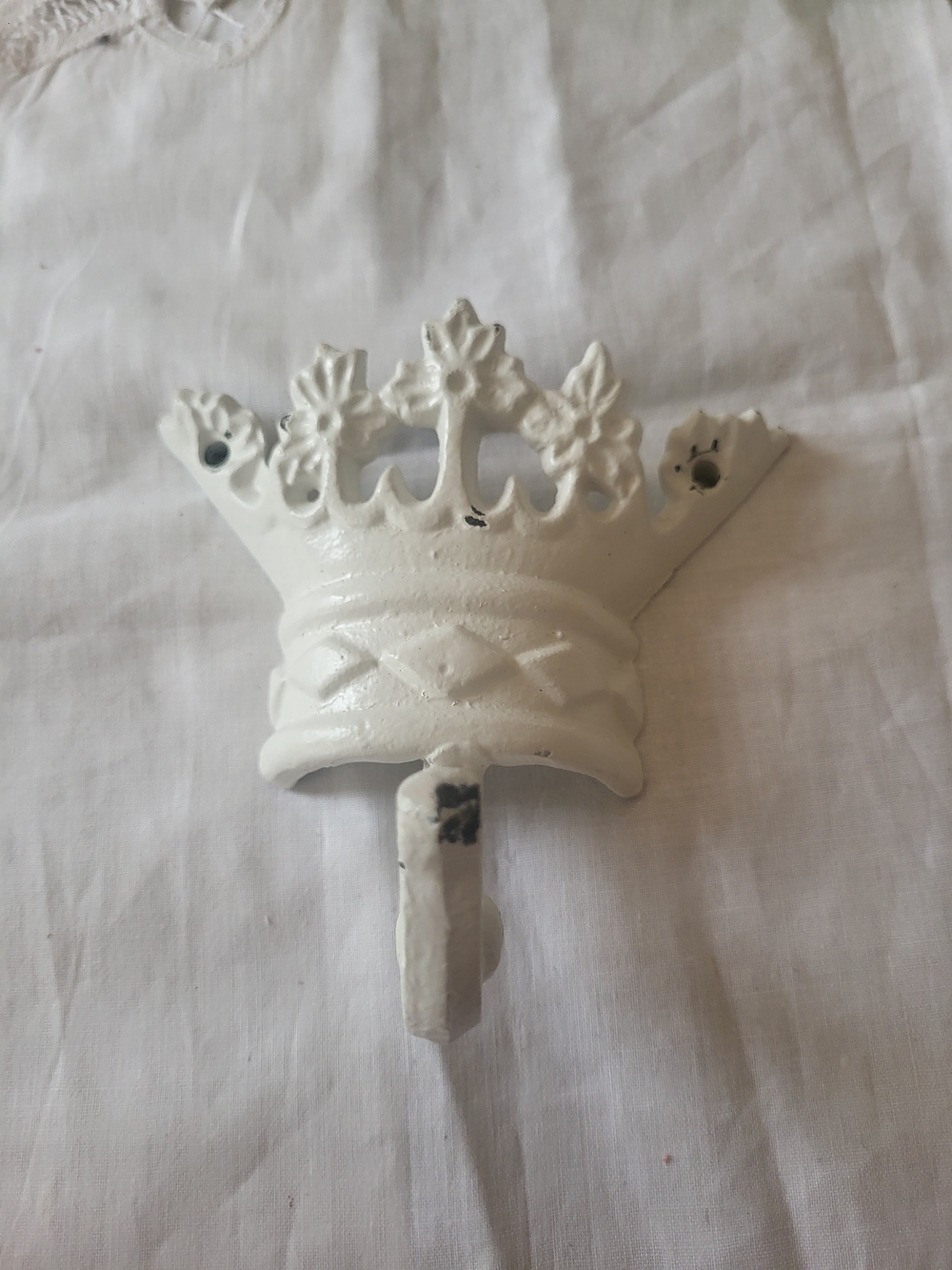 Cast Iron Metal Wall Hanging Crown Hook Coat Hat Towel Rustic Farmhouse